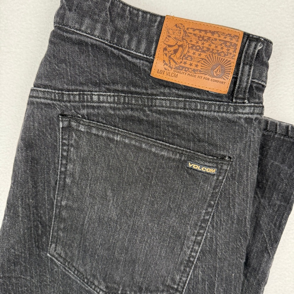 Volcom Kinkade Regular Straight Leg Jeans Mens 36 Faded Black Denim A19318R0
